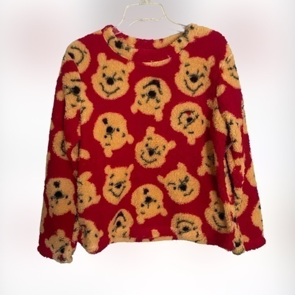 DISNEY Winnie the Pooh print plush sleepwear top blouse size small